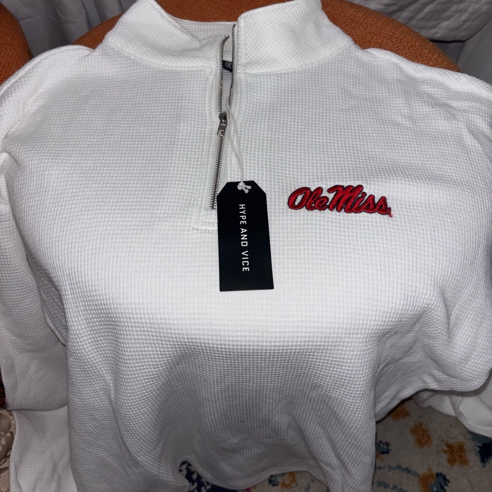 White Ole Miss Quarter-Zip Pullover